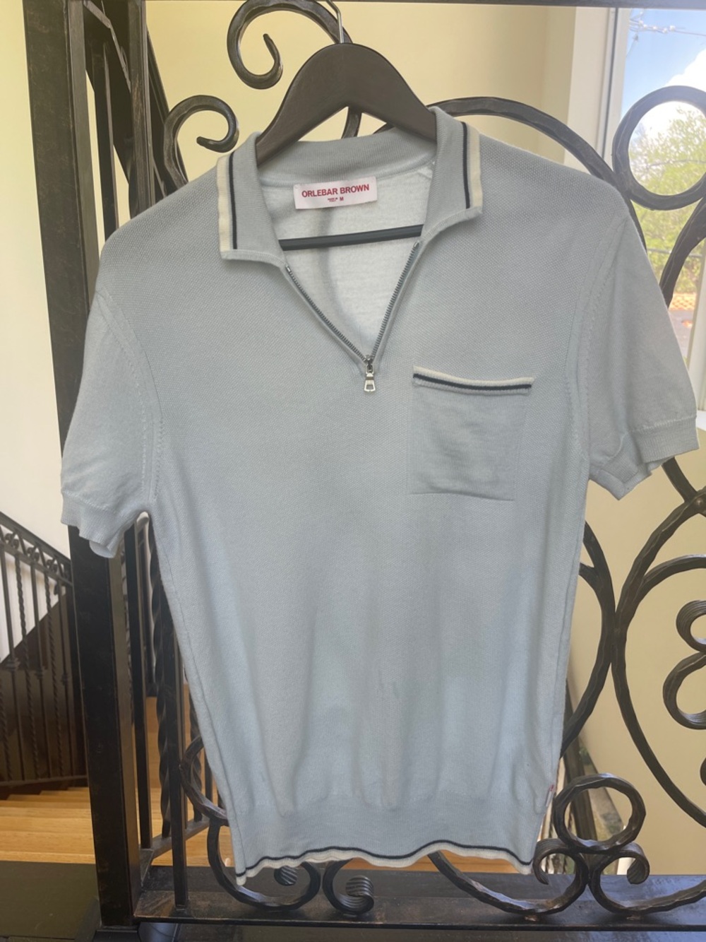 Orlebar Brown Light Blue Zip Polo M